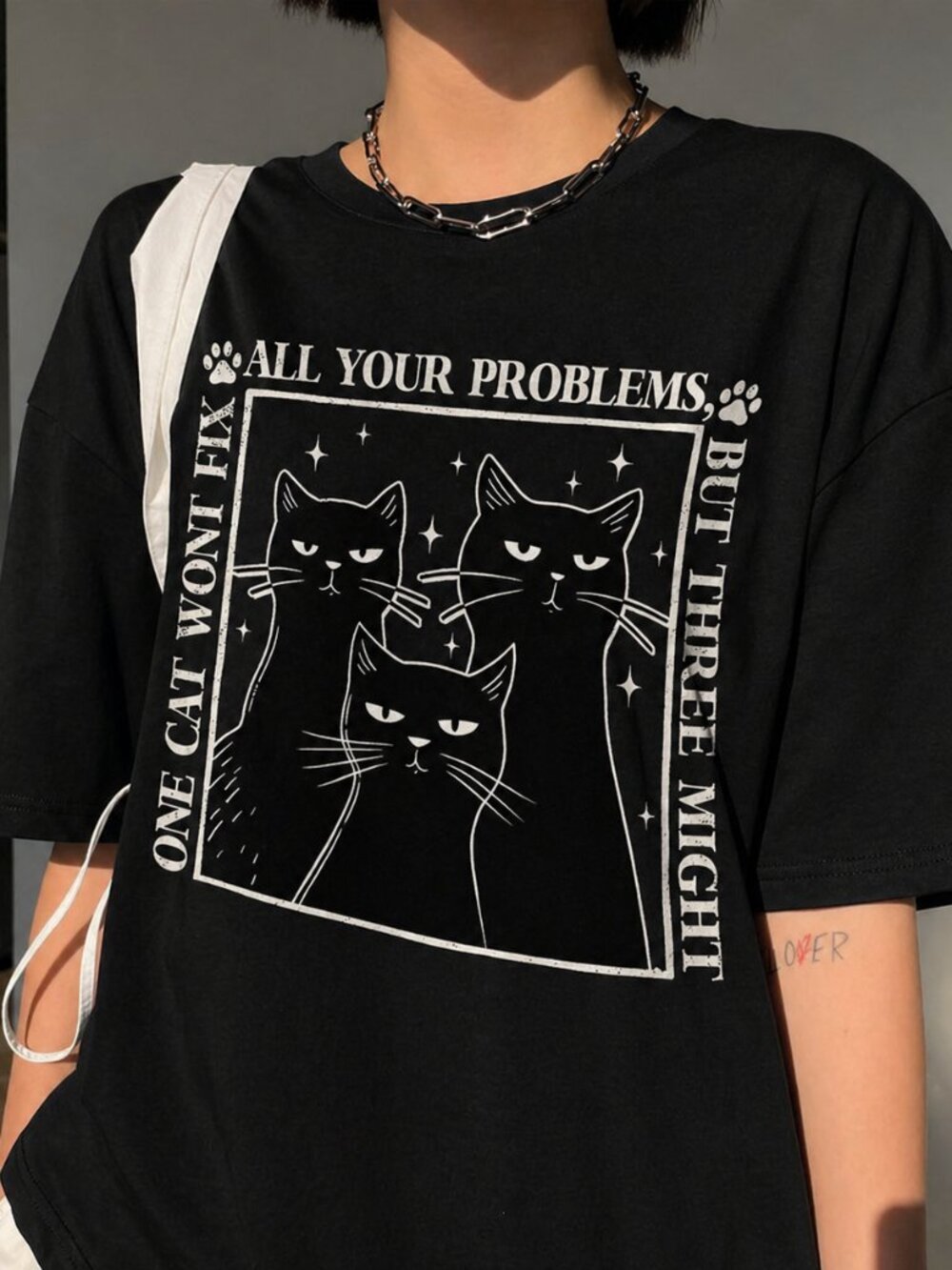 Black Cat Meme T-shirt, Funny Three Cats Graphic Tee